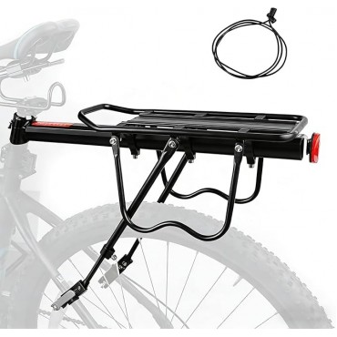 ZTZ Rear Bike Rack Aluminum Alloy Bike Rack for Back of Bike (110-165lbs Capacity)- Adjustable Quick Release Bicycle Cargo Rack, Easy Installation